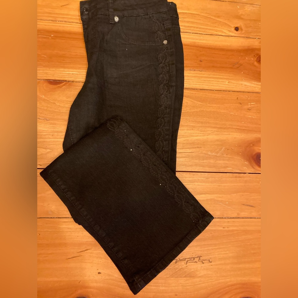 Roz and Ali Black Jeans with Rhinestone Details- Size 10P